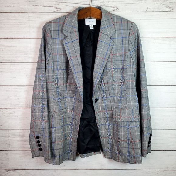 Lewit Women's Plaid Wool 1-Button Blazer Size 12 - Picture 6 of 12